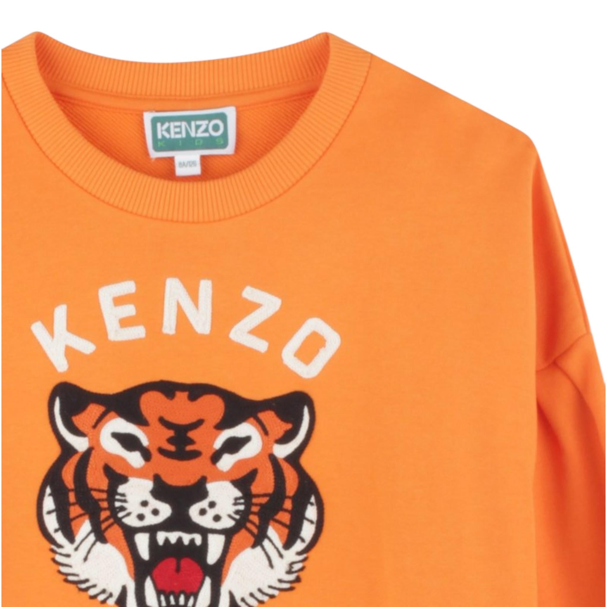 Kenzo Felpa Girocollo Tinta Unita con Stampa per Bambina K61049X ARANCIONE KENZO 