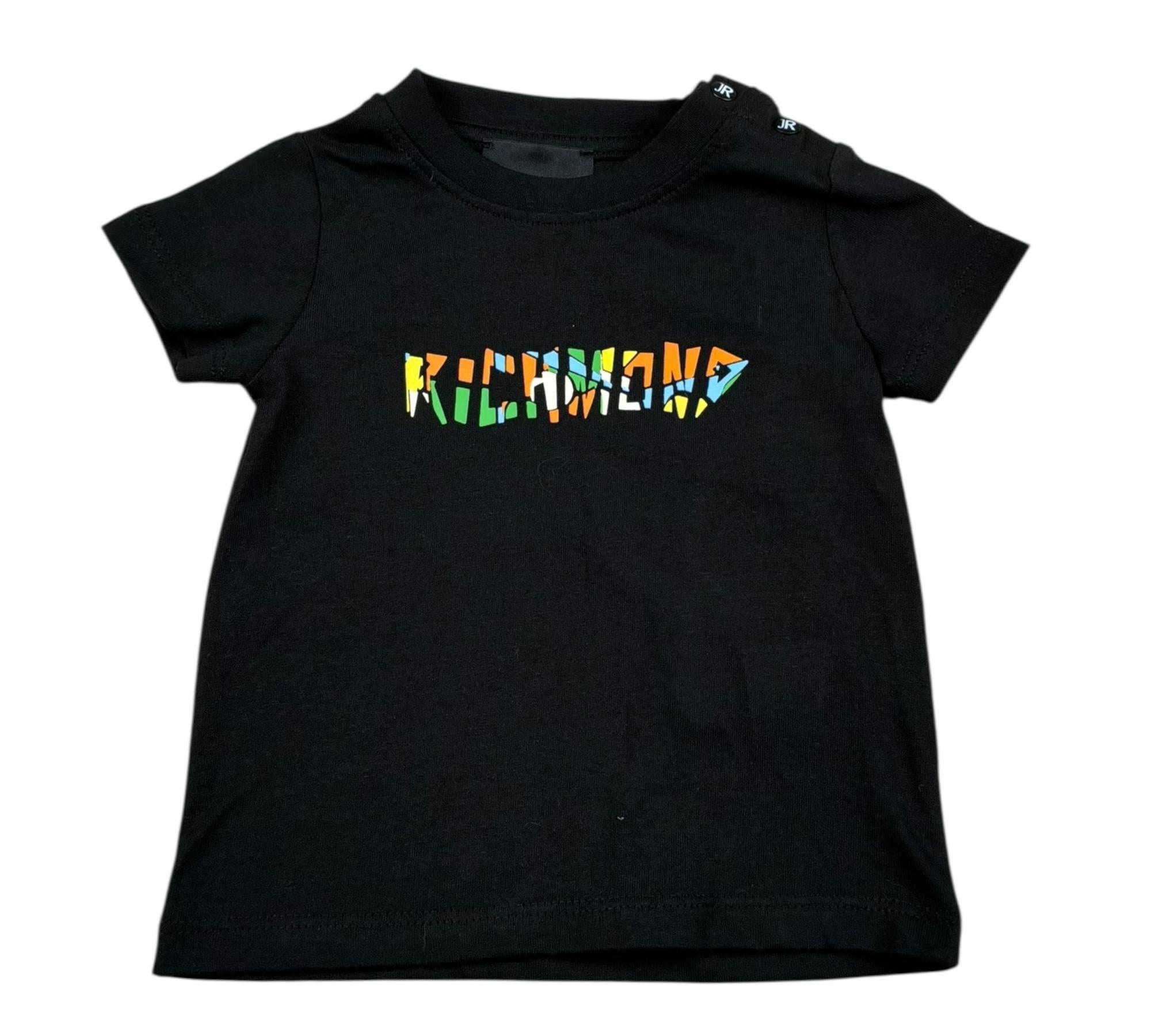 John Richmond T-Shirt Girocollo Tinta Unita con Logo per Neonato RIP26108TS NERO JOHN RICHMOND 