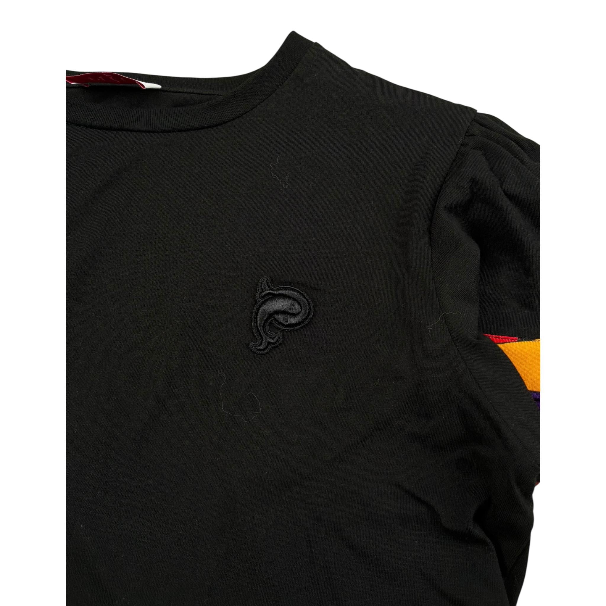 Emilio Pucci T-Shirt Girocollo Tinta Unita con Profili Maniche In Contrasto per Bambina PV8A21 NERO EMILIO PUCCI 