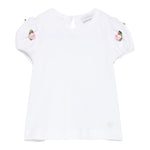 Monnalisa T-Shirt Girocollo Tinta Unita con Applicazioni per Neonata 31E604N BIANCO MONNALISA 