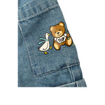 Moschino Short In Denim Tinta Unita con Stampa per Neonata MUQ019X BLU MOSCHINO 