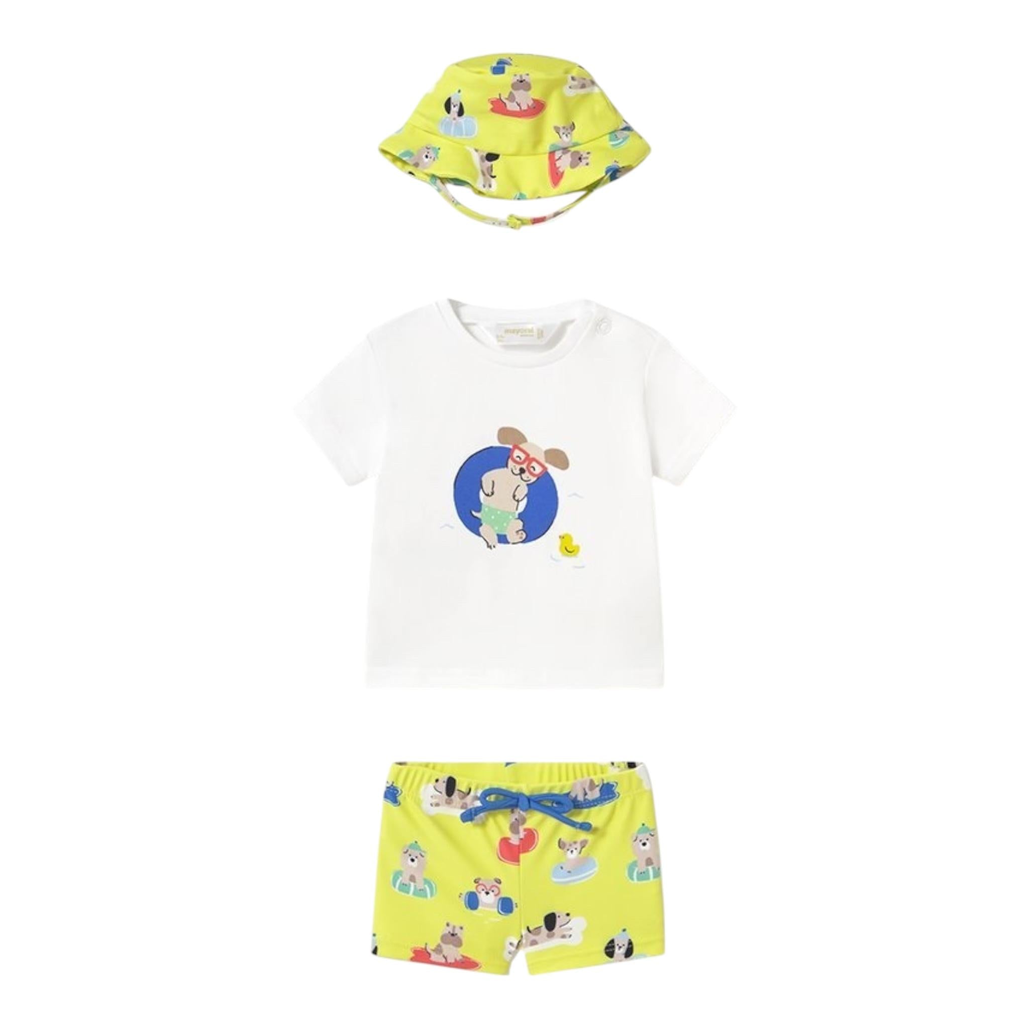 Mayoral Completo 3 Pezzi T-Shirt-Costume-Cappello per Neonato 1618 BIANCO MAYORAL 