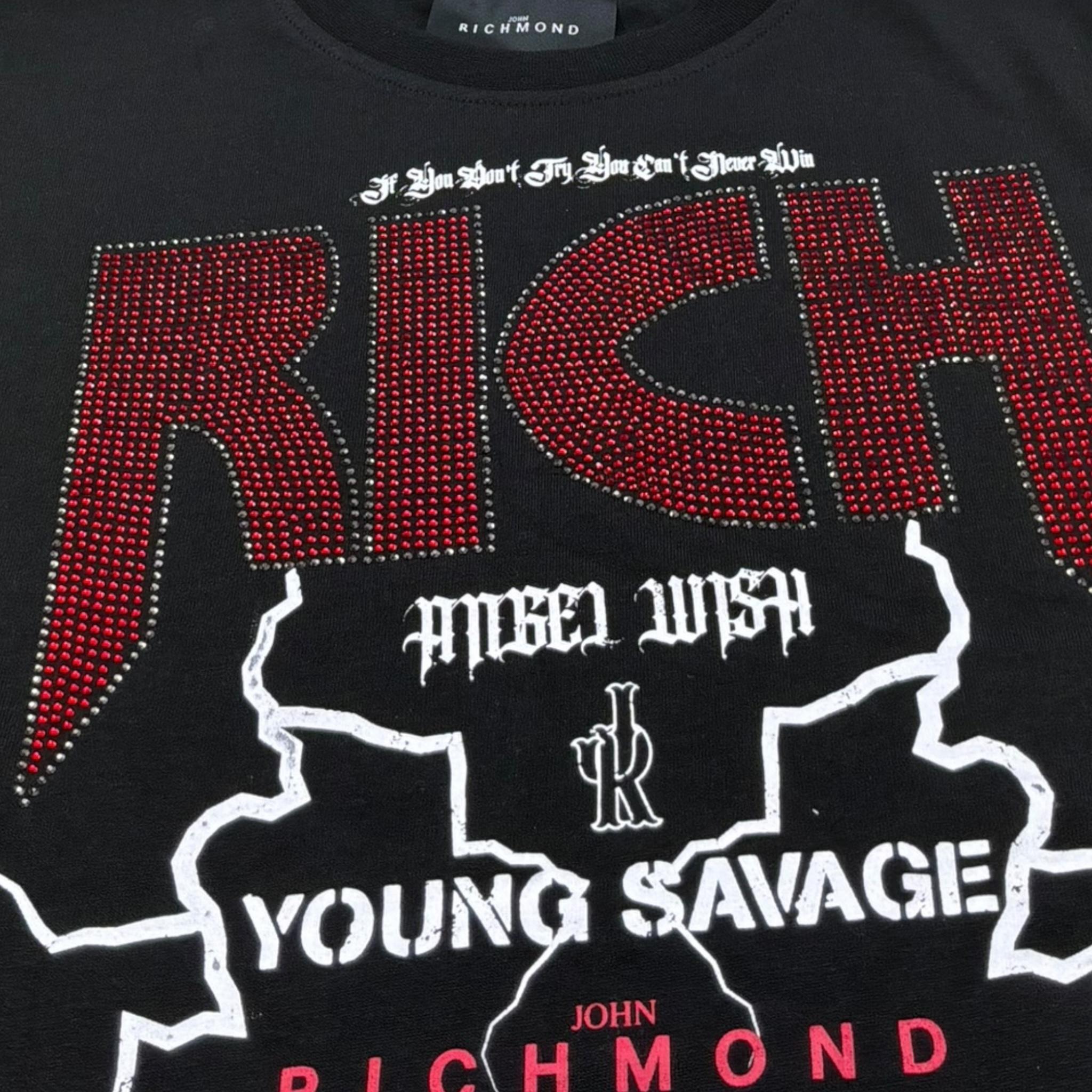 John Richmond T-Shirt Girocollo Tinta Unita con Stampa per Bambina RGP26208TS NERO JOHN RICHMOND 