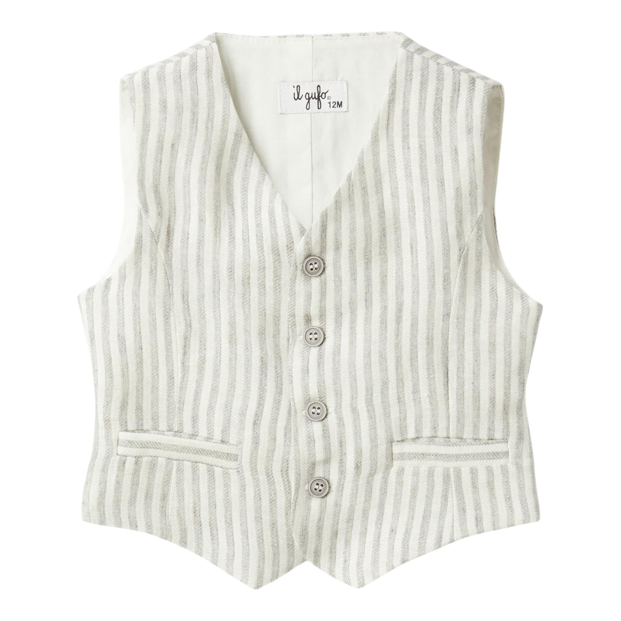Il Gufo Gilet Fantasia A Righe per Neonato P25GI005L1018 BIANCO/BEIGE IL GUFO 