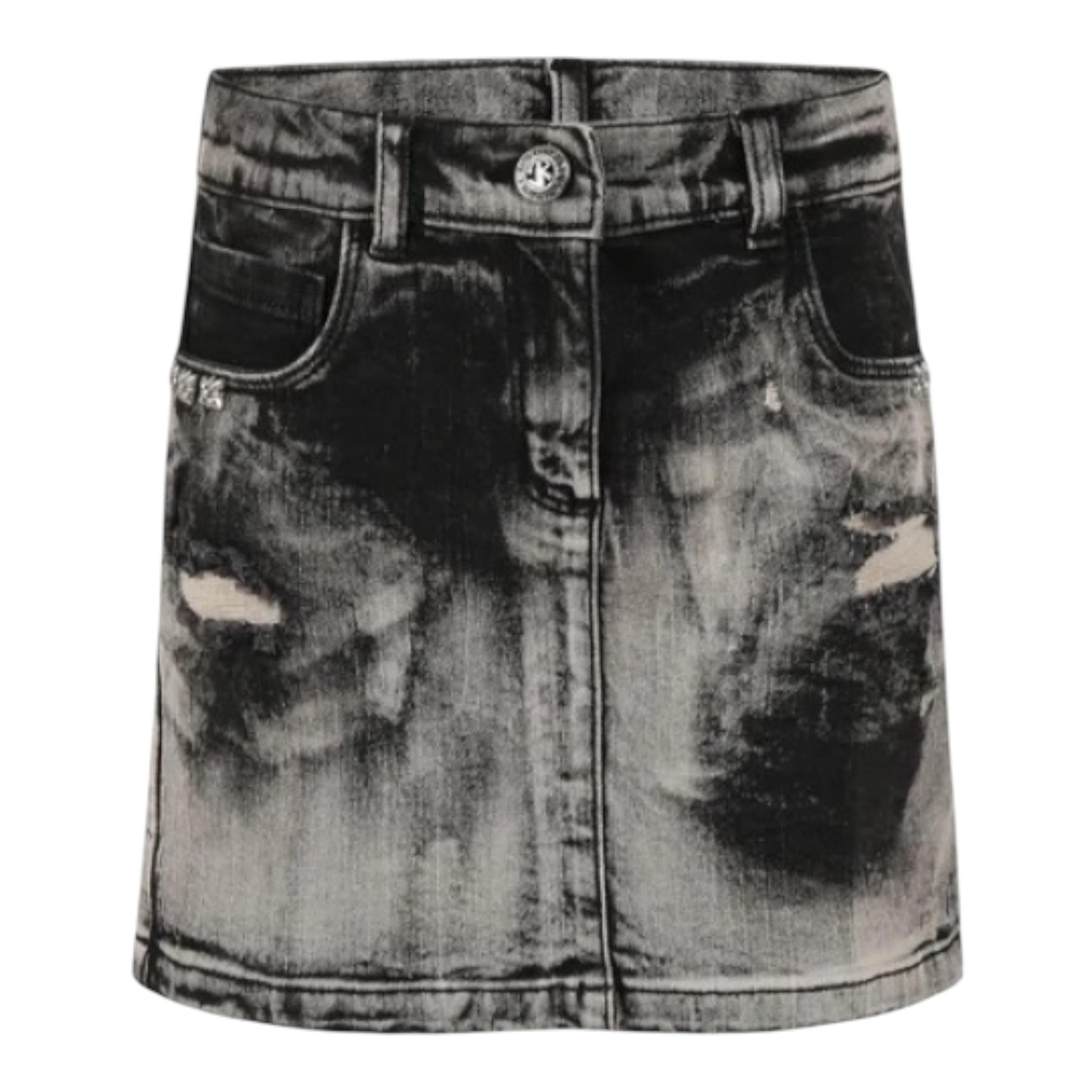 John Richmond Gonna In Denim Tinta Unita con Girovita Regolabile per Bambina RGP25016GO NERO JOHN RICHMOND 