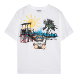 Moschino T-Shirt Girocollo Tinta Unita con Stampa per Bambino HOM050 BIANCO MOSCHINO 