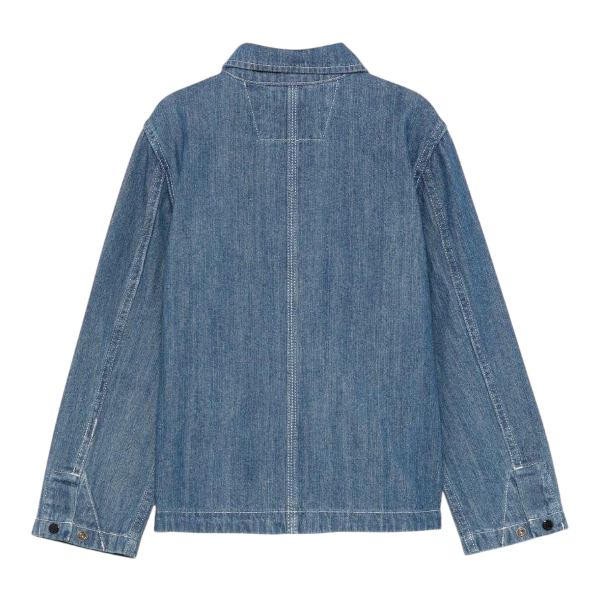 C.P. Company Giubbino In Denim tinta unita con Logo Blu per Bambino CUA003XX BLU C.P. COMPANY 