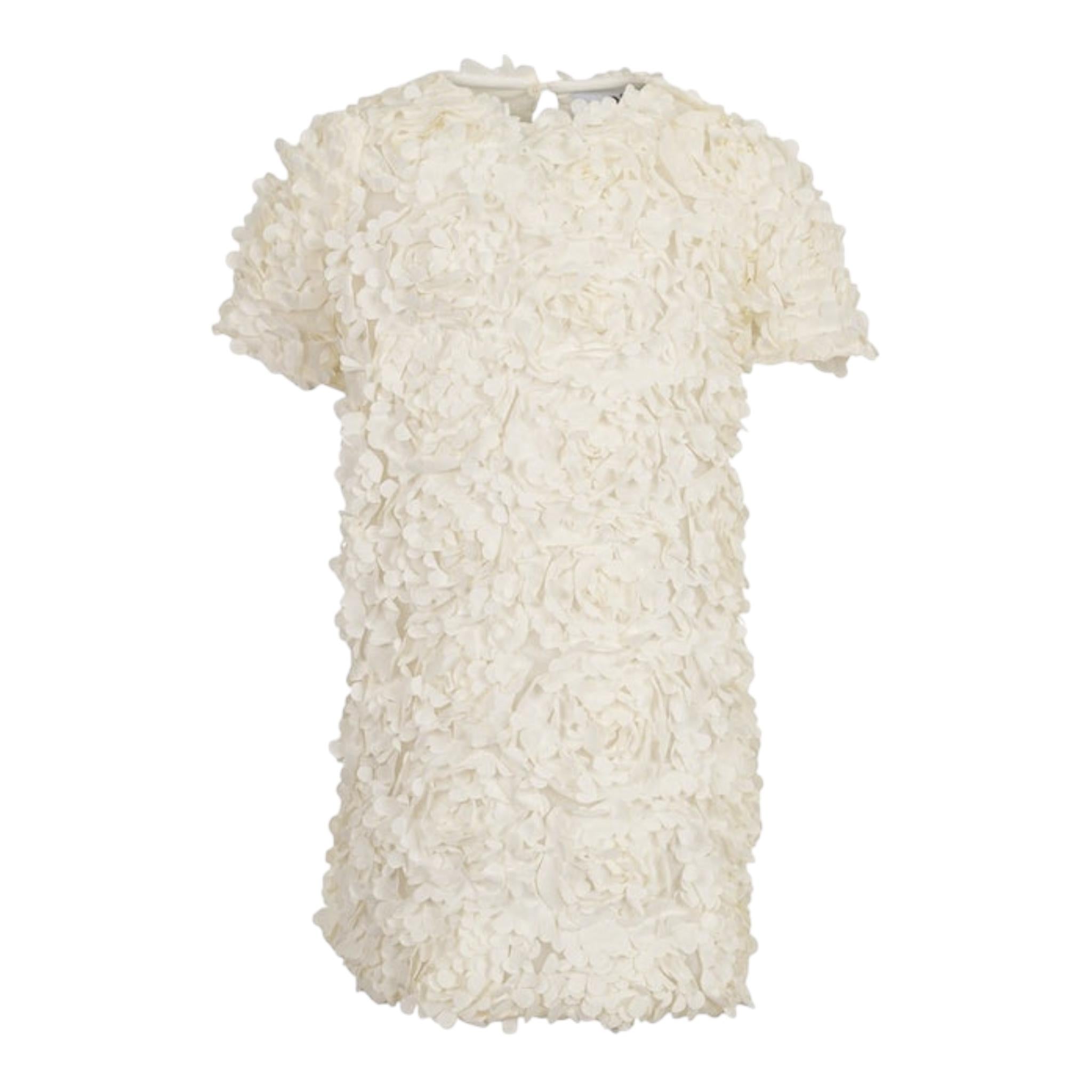 Dou Dou Abito Girocollo Tinta Unita con Applicazioni per Bambina DW1A91 PANNA DOU DOU 