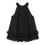 Liu Jo Top tinta unita con Balze Nero per Bambina GA4232 NERO LIU JO 