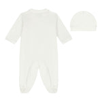 Monnalisa Set Tutina-Cappello Tinta Unita con Stampa per Neonata 35D502 PANNA MONNALISA 