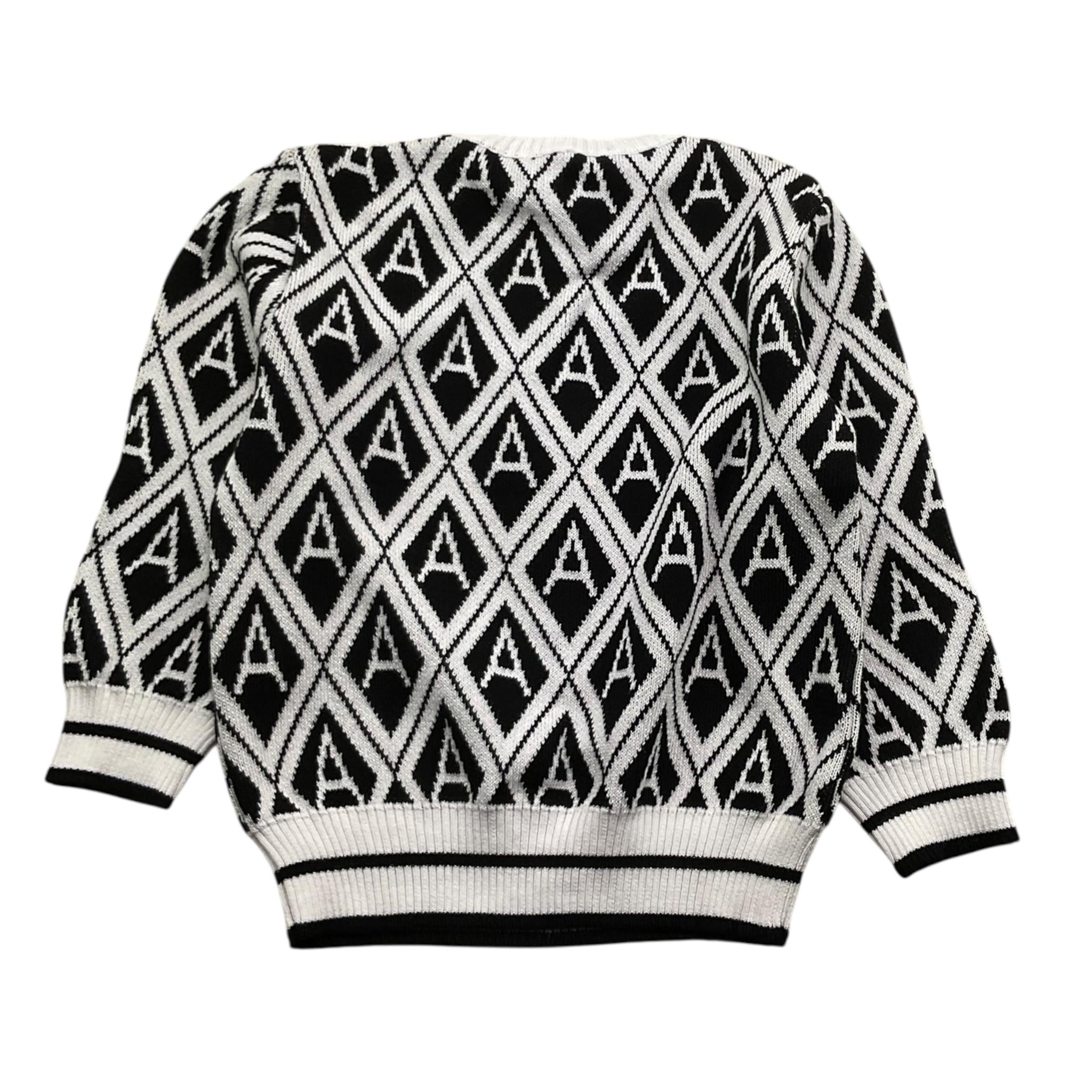 DANIELE ALESSANDRINI maglia girocollo tinta unita con fantasia rombi Bianco/nero per Neonato 1291W00047X BIANCO/NERO DANIELE ALESSANDRINI 