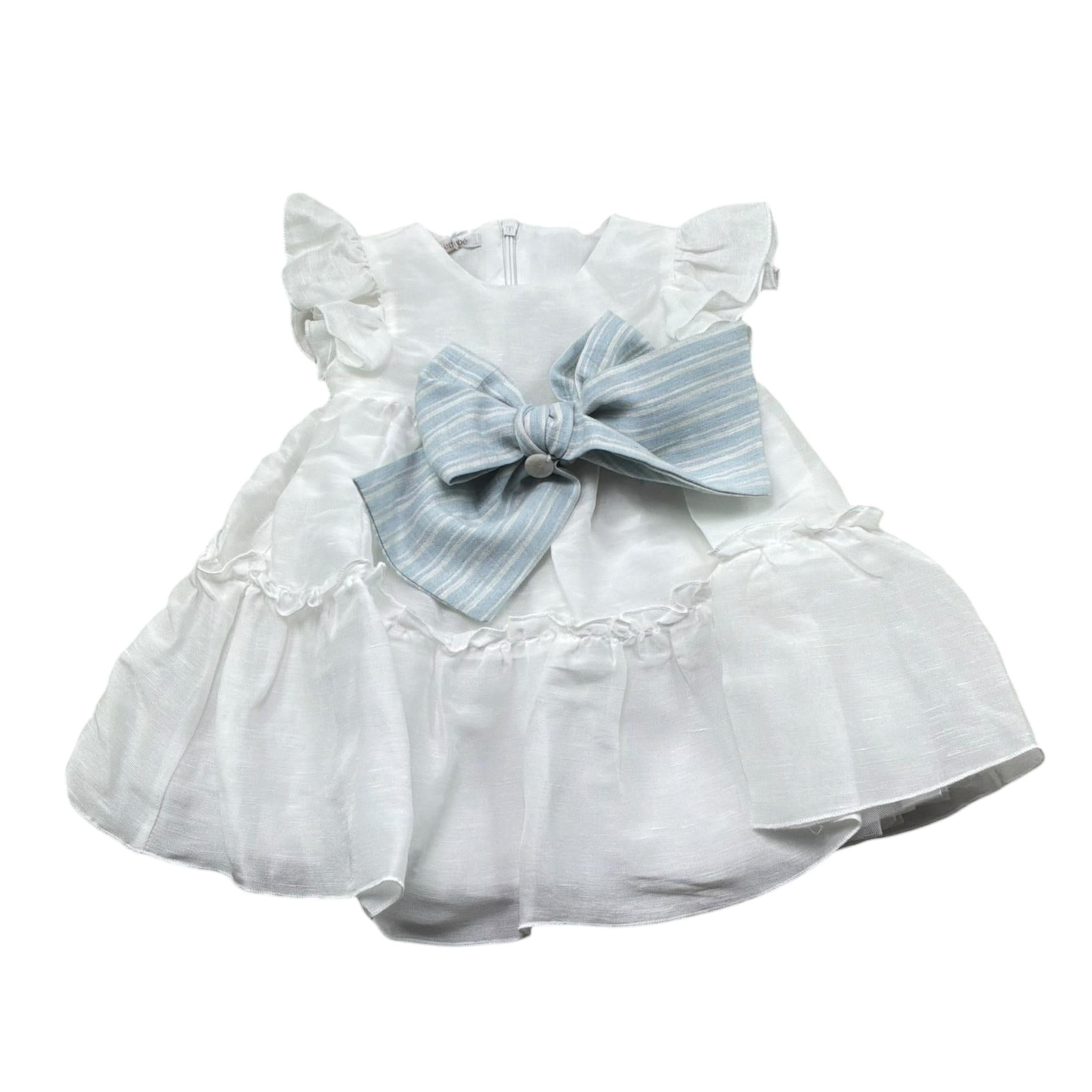 Le Bebe' Abito Tinta Unita con Fiocco per Neonata LBG6321 BIANCO LE BEBE' 