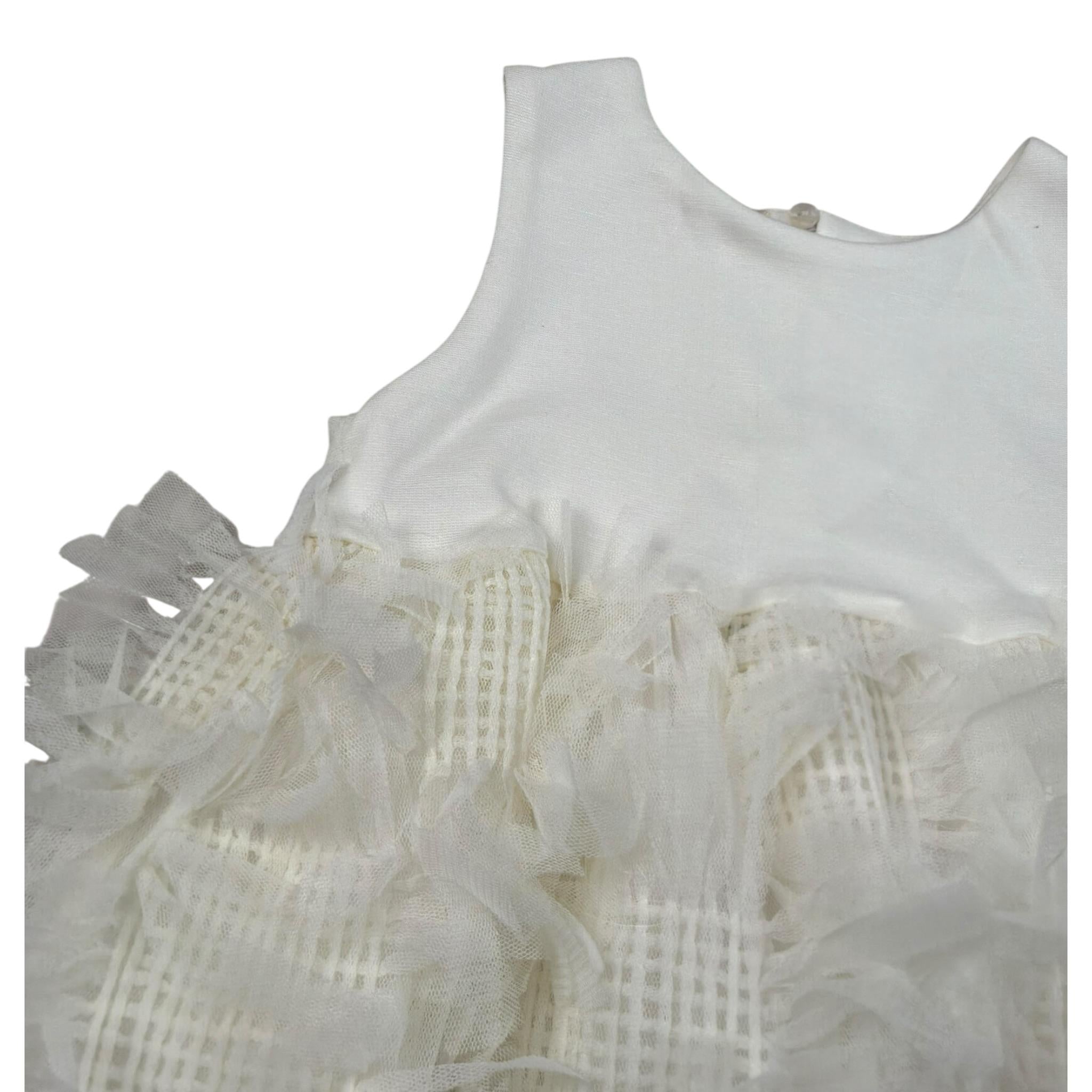 Please Abito Giromanica Tinta Unita con Tulle per Neonata AB26290G73 PANNA PLEASE 