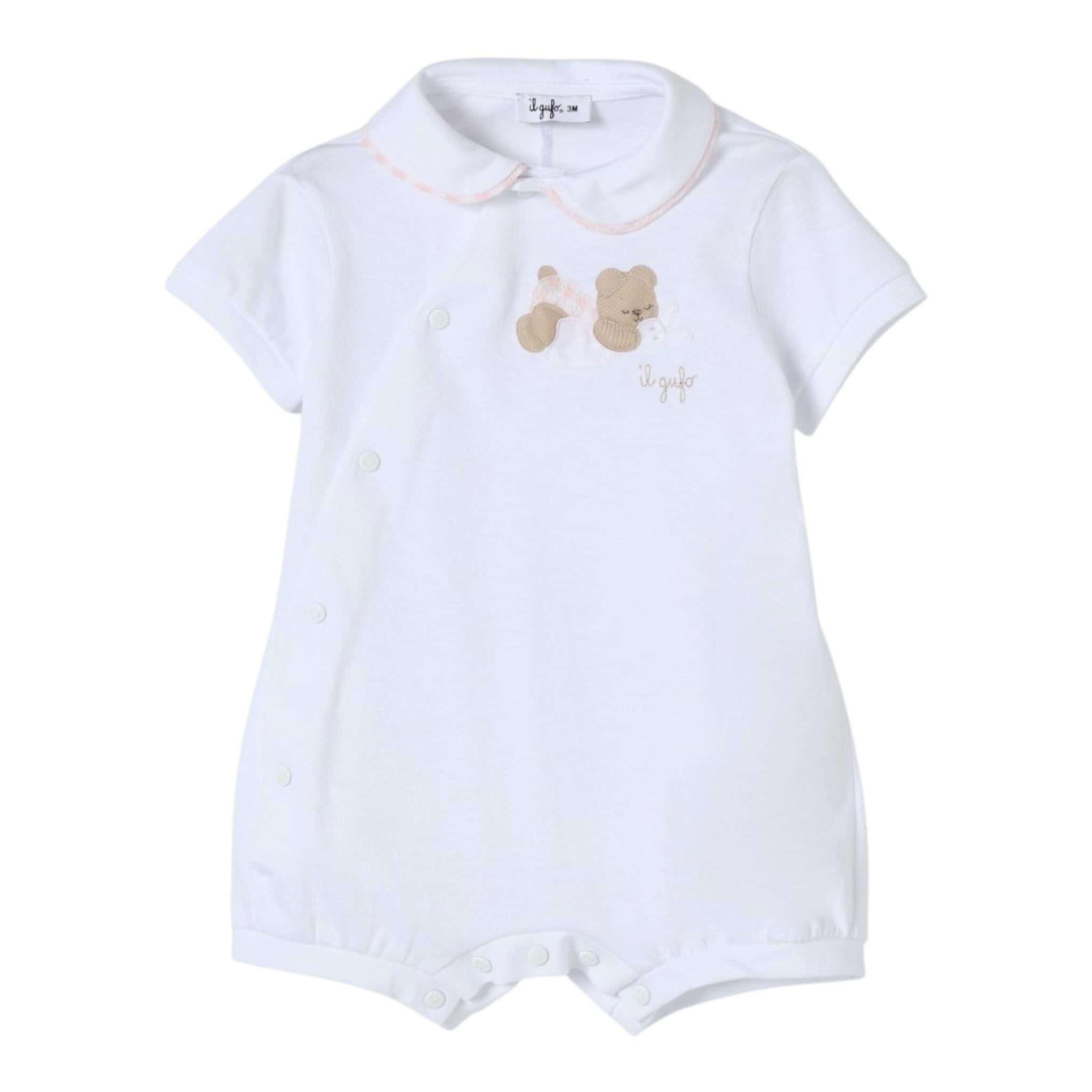 Il Gufo Pagliaccetto Mezza Manica Tinta Unita per Neonata P25TO218MF001 BIANCO IL GUFO 