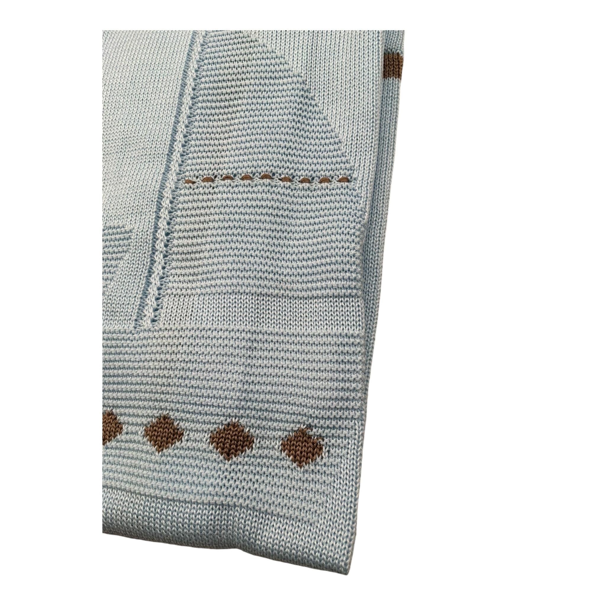 Marlu' Coperta Tinta Unita con Ricami per Neonato EL6680 AZZURRO MARLU' 