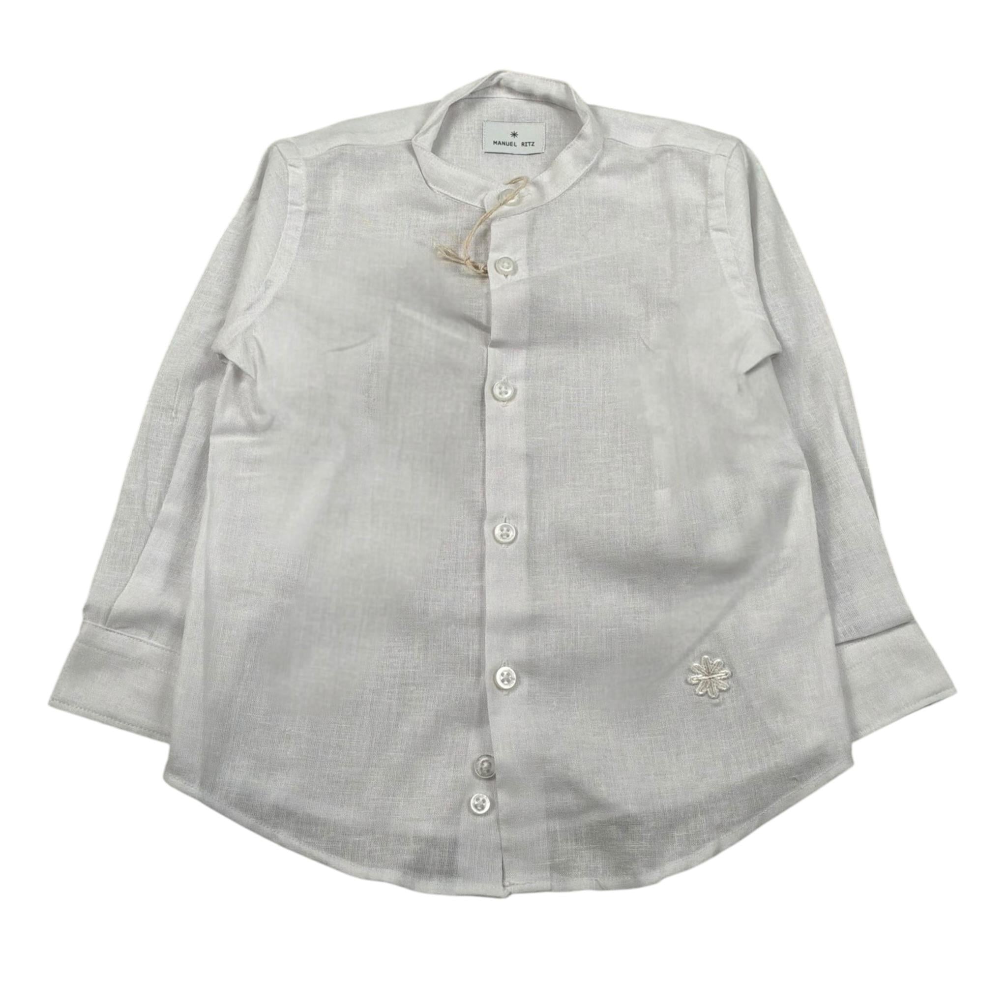 Manuel Ritz Camicia Manica Lunga Tinta Uita Collo Coreano Bianco per Neonato MR2002 BIANCO MANUEL RITZ 