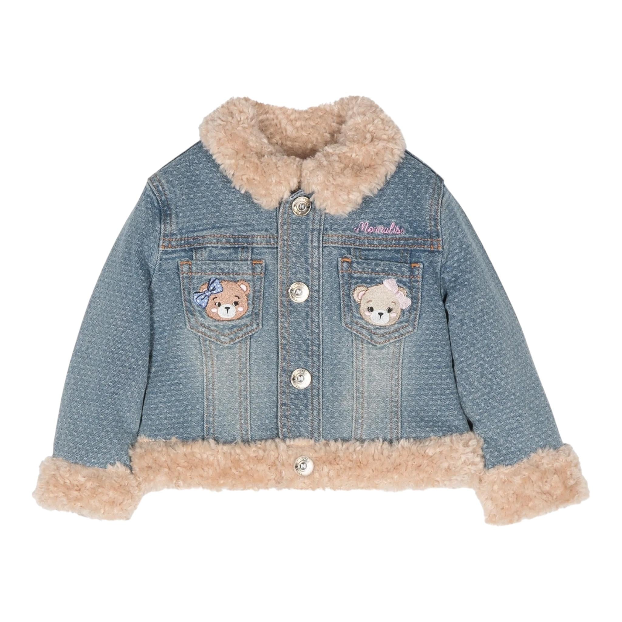 MONNALISA giubbino tinta unita in denim cn profili pelliccia Azzurro per Neonata 39D106 AZZURRO MONNALISA 