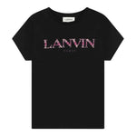 LANVIN t-shirt tinta unita con stampa Nero per Bambina N30116 NERO LANVIN 