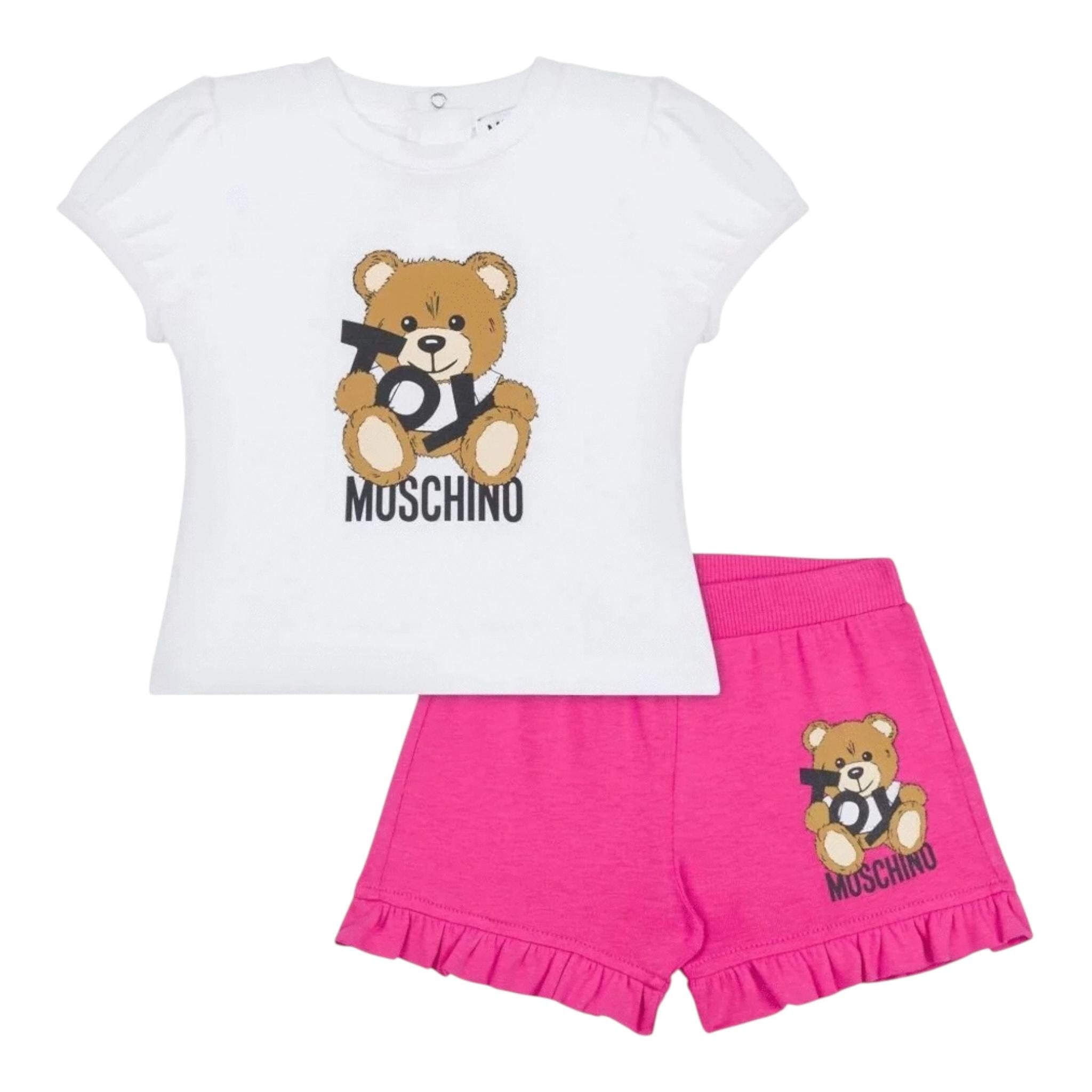 Moschino Completo 2 Pezzi T-Shirt-Short per Neonata MAG01OX BIANCO/FUXIA MOSCHINO 