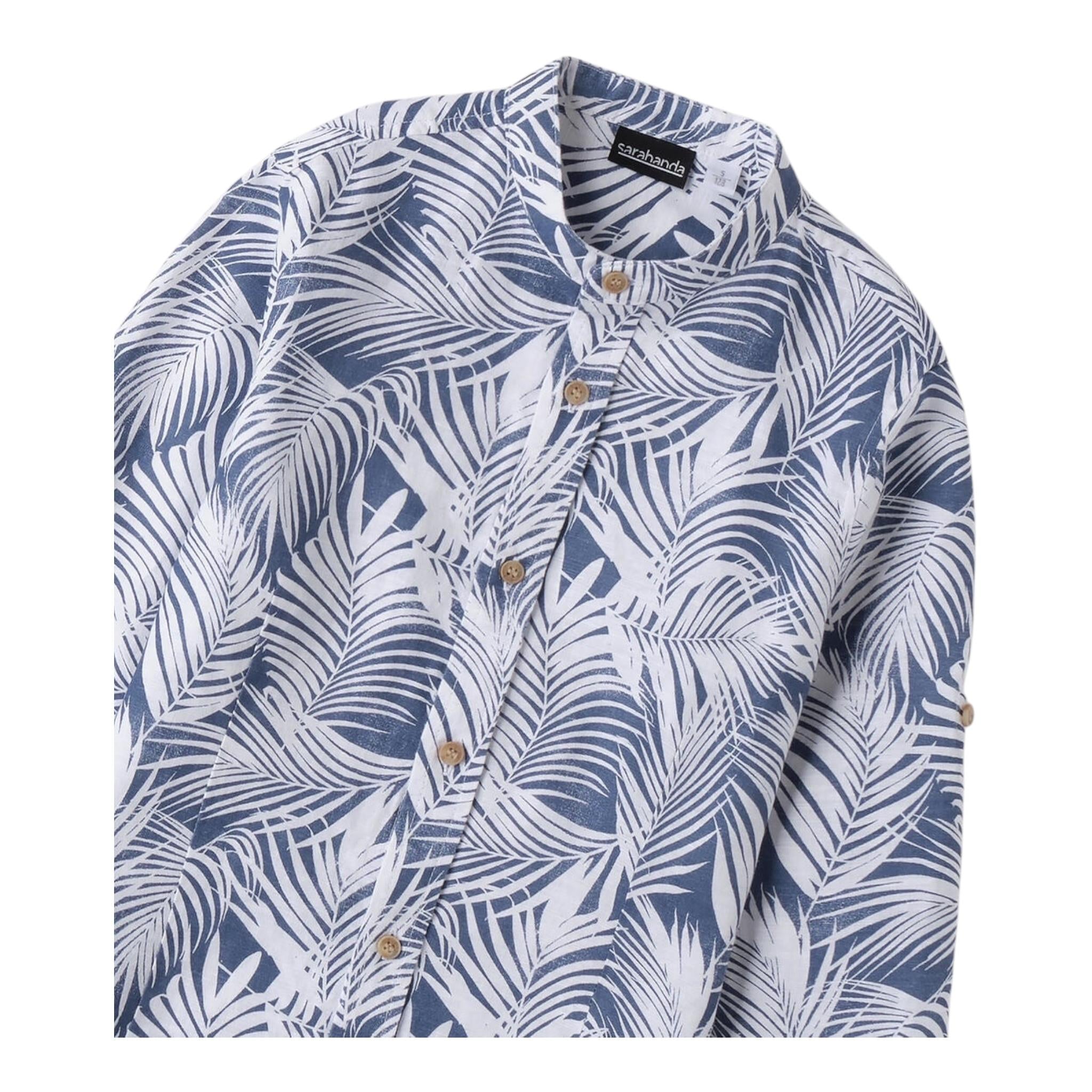 Sarabanda Camicia Manica Lunga Tinta Unita Stampa Fantasia per Bambino 0B722 BLU SARABANDA 