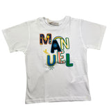 Manuel Ritz Rundhals-T-Shirt einfarbig mit Kontrastdruck weiß für Jungen