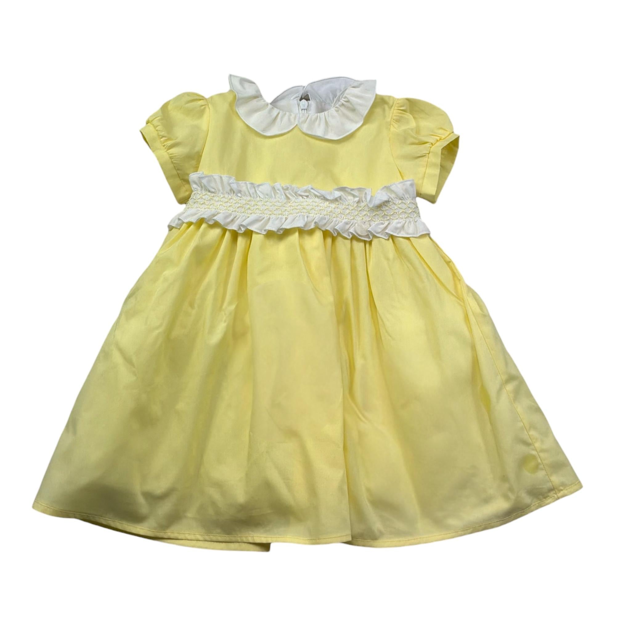 Le Bebe Abito Mezza Manica Tinta Unita con Colletto per Neonata LBG6366 GIALLO LE BEBE 