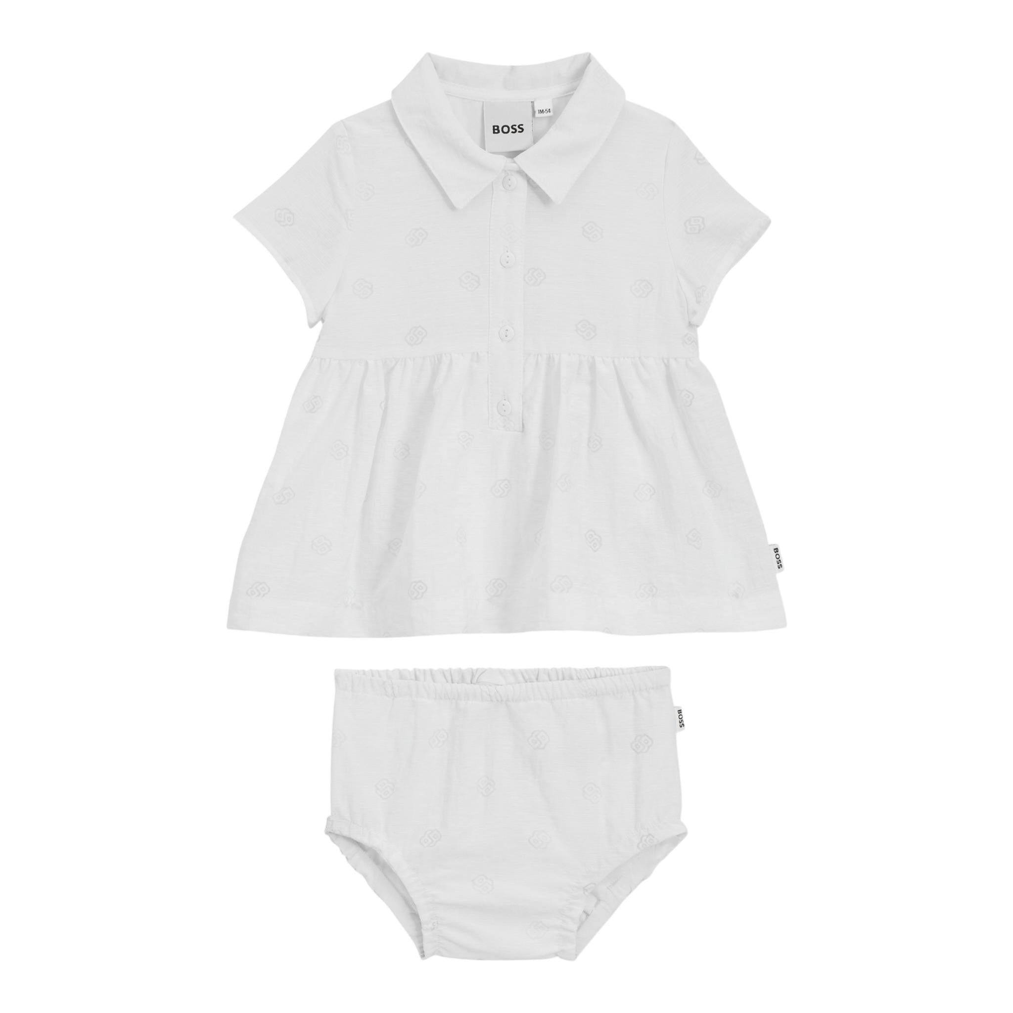 Boss Set Abito-Coulotte Tinta Unita per Neonata J52183 BIANCO BOSS 