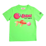 Saint Barth T-Shirt Girocollo Tinta Unita con Stampa In Contrasto per Bambino GOLDFISH VERDE FLUO SAINT BARTH 