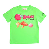 Saint Barth T-Shirt Girocollo Tinta Unita con Stampa In Contrasto per Bambino GOLDFISH VERDE FLUO SAINT BARTH 