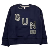 SUN68 felpa chiusa girocollo tinta unita con logo Blu per Neonato F44320N BLU SUN68 