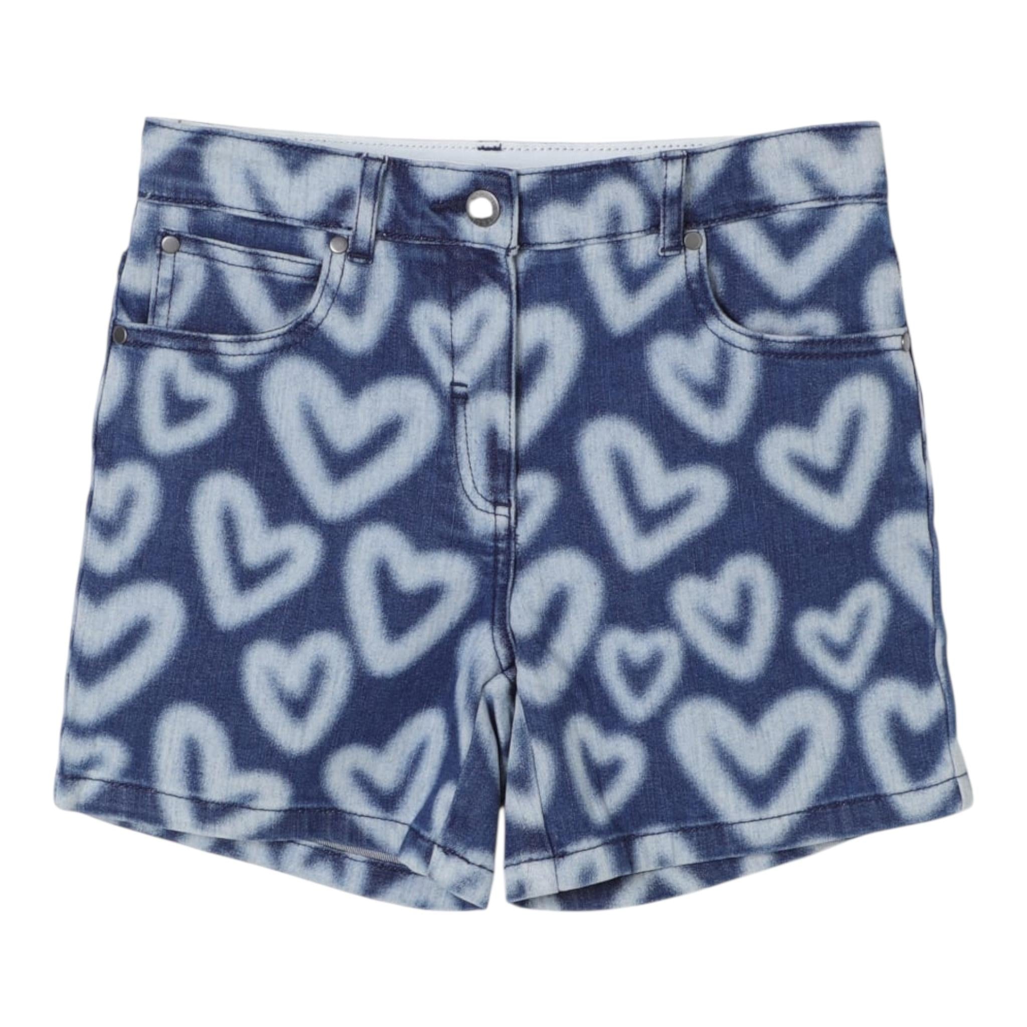 Stella Mccartney Short In Denim Tinta Unita con Stampa per Neonata TW6D69N BLU STELLA McCARTNEY 