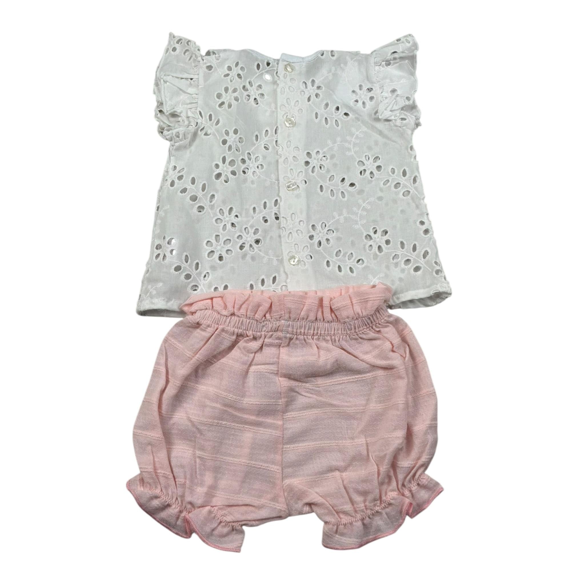 Baby Vip Completo 2 Pezzi Camicia-Culotte Bicolore per Neonata T1383 BIANCO/ROSA BABY VIP 