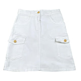 Balmain Gonna Tinta Unita con Bottoni per Bambina BW7A41 BIANCO BALMAIN 