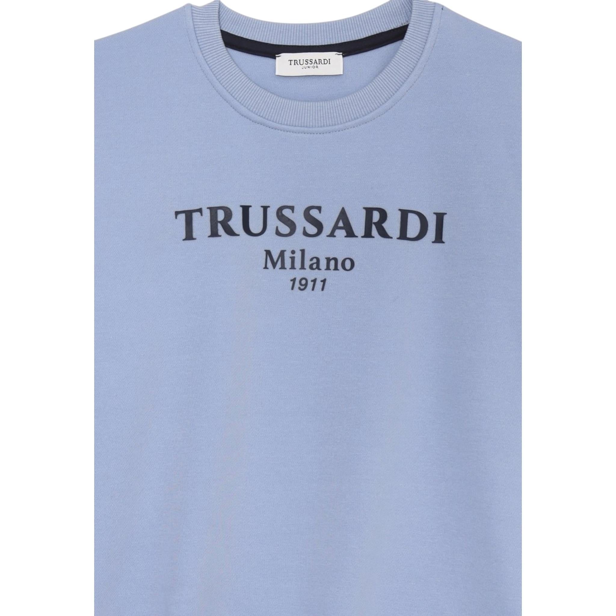 Trussardi Felpa Girocollo Tinta Unita con Stampa per Neonato TIP25012FE AZZURRO TRUSSARDI 