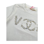 Vicolo T-Shirt Girocollo Tinta Unita con Brillantini per Bambina 3146M00115 PANNA VICOLO 