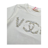 Vicolo T-Shirt Girocollo Tinta Unita con Brillantini per Bambina 3146M00115 PANNA VICOLO 