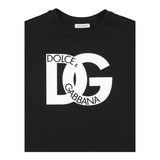 Dolce & Gabbana T-Shirt Girocollo Tinta Unita con Logo per Bambina L5JTID NERO DOLCE & GABBANA 