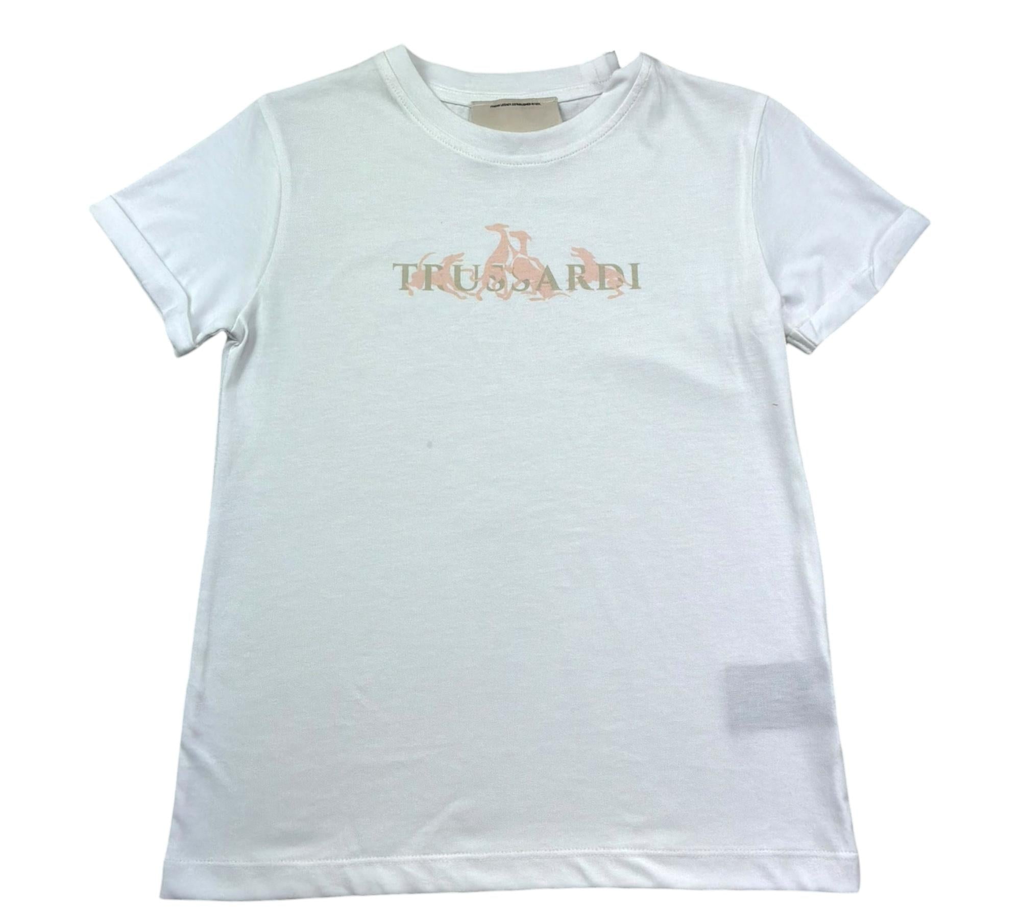 Trussardi T-Shirt Girocollo Tinta Unita con Logo per Bambina TGP26061TS BIANCO TRUSSARDI 
