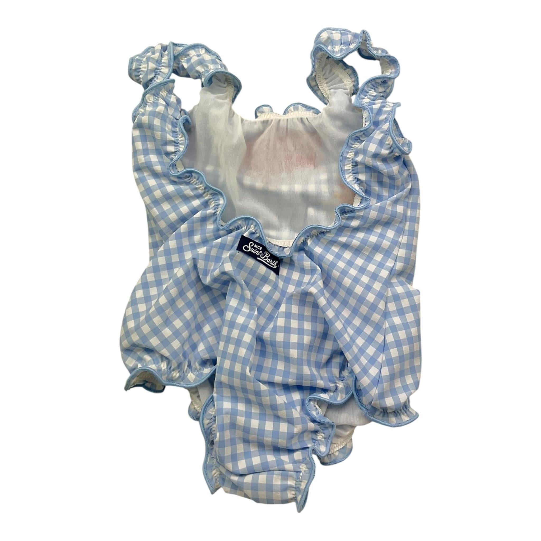 Saint Barth Costume Intero Bicolore con Fantasia A Righe per Bambina CLIO001 BIANCO/AZZURRO SAINT BARTH 