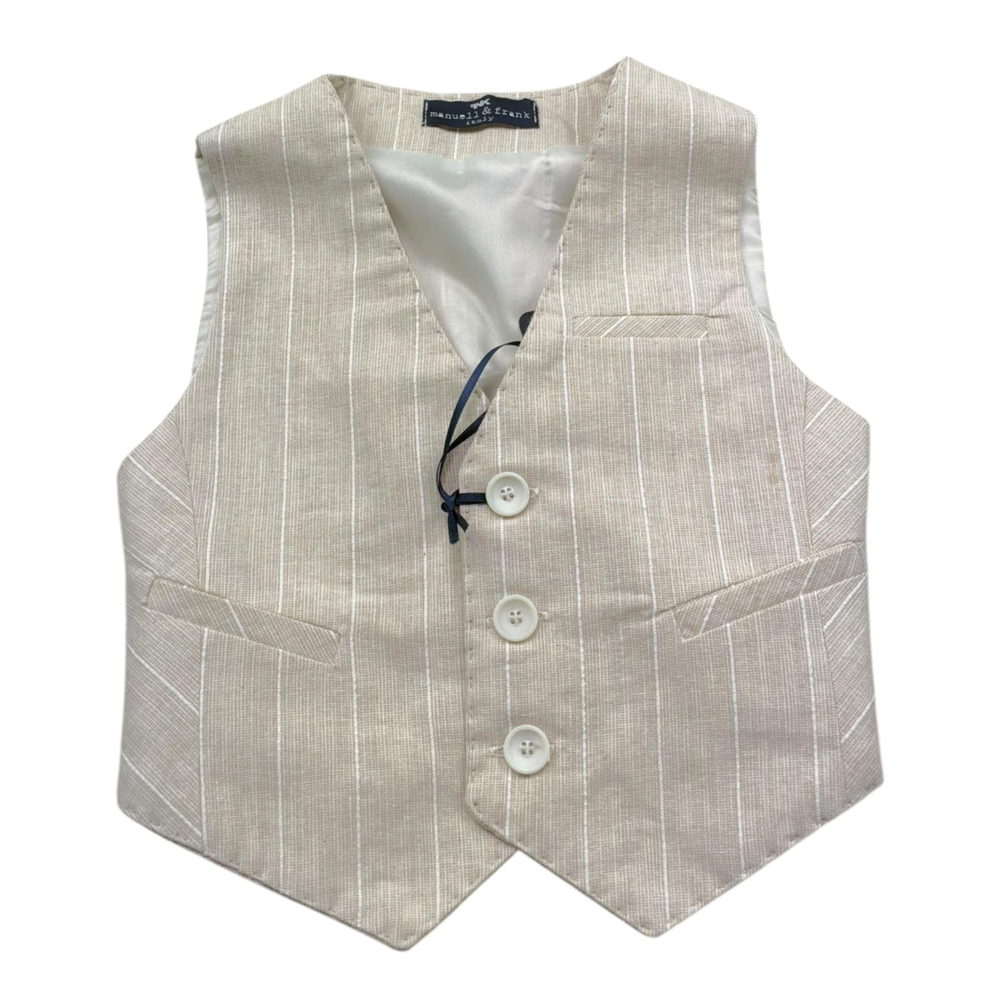Manuel & Frank Gilet Tinta Unita con Fantasia per Bambino MF5194B BEIGE MANUEL & FRANK 
