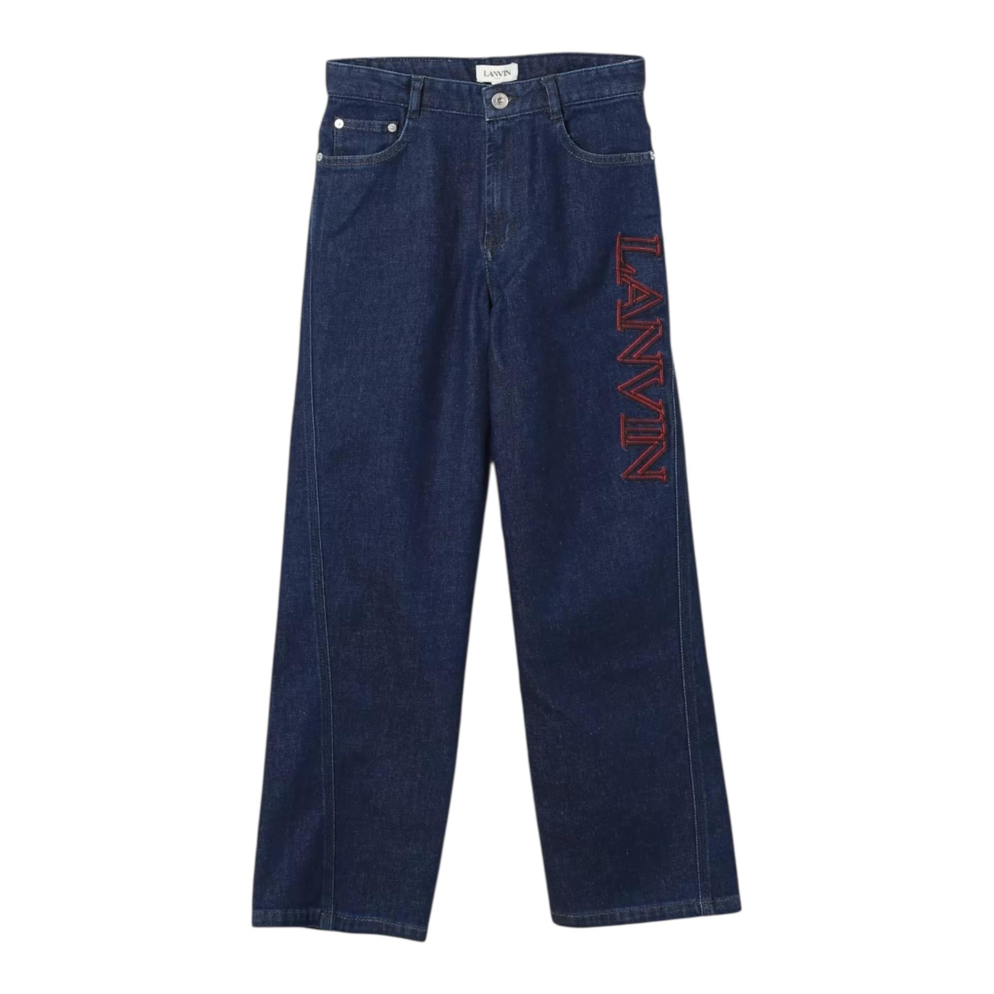 LANVIN jeans tinta unita cn logo Blu per Bambino N30132 BLU LANVIN 
