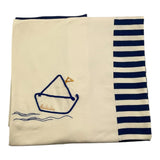 Lalalu' Coperte Bicolore Ricamo Barca Panna/Blu Per Neonato