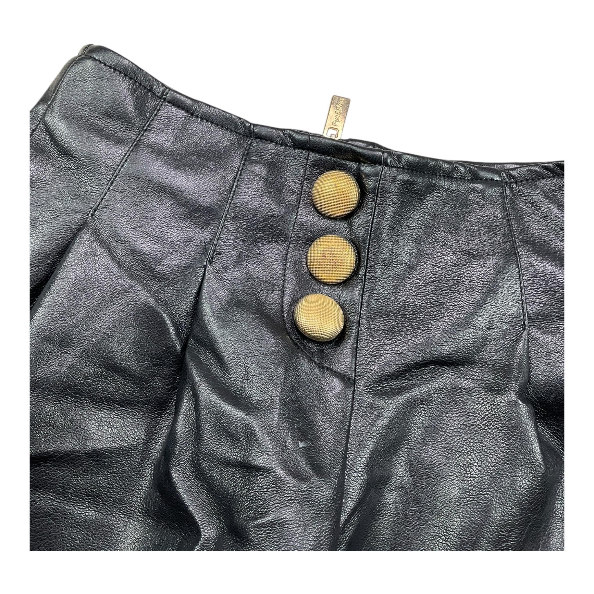 FUN & FUN short in ecopelle tinta unita Nero per Bambina FNBSO15539 NERO FUN & FUN 