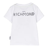 John Richmond T-Shit Girocollo Tinta Unita Logata Bianco per Neonato