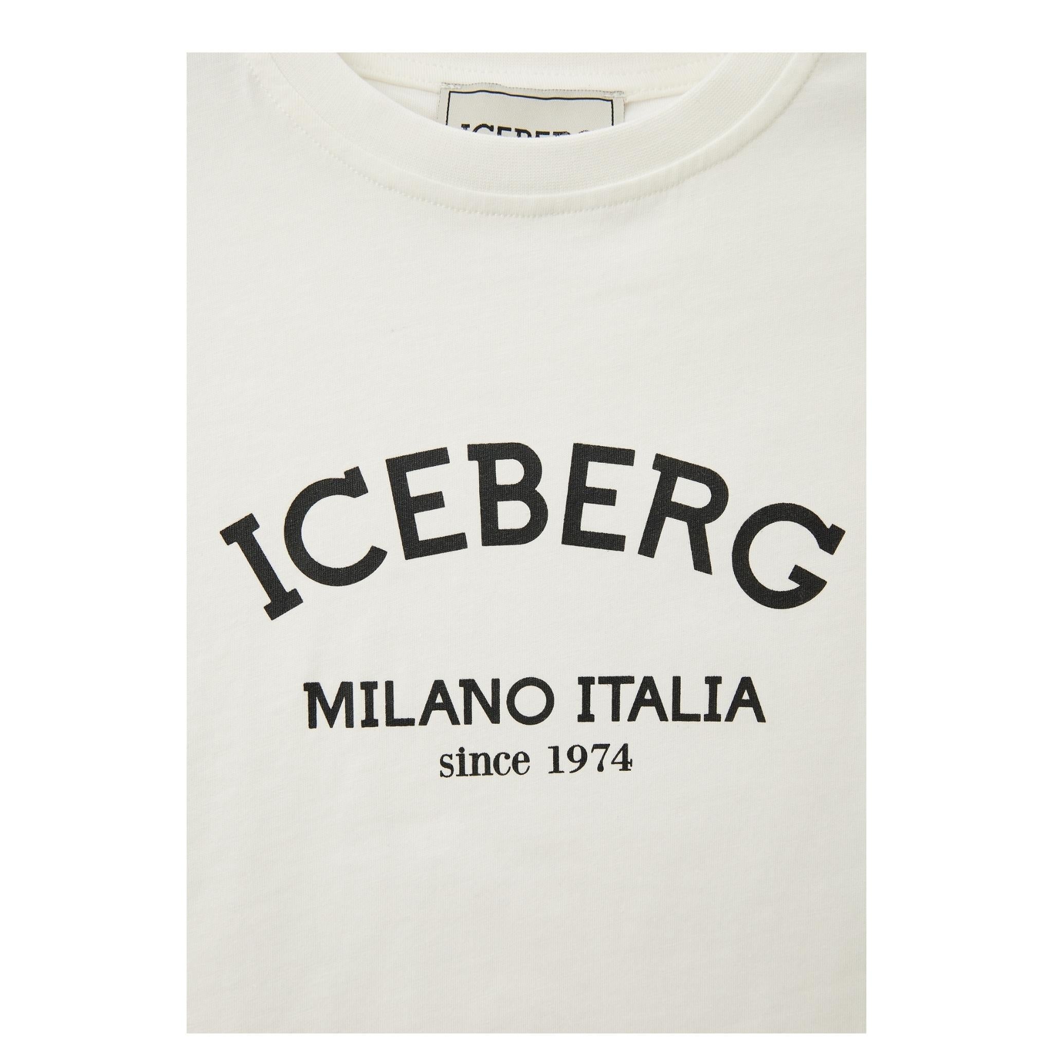 Iceberg T-Shirt Girocollo Tinta Unita con Stampa per Bambina TSICE5150J BIANCO ICEBERG 