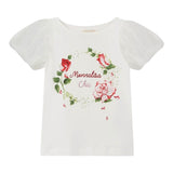 Monnalisa T-Shirt Girocollo Tinta Unita con Stampa per Bambina 717602S5 BIANCO MONNALISA 