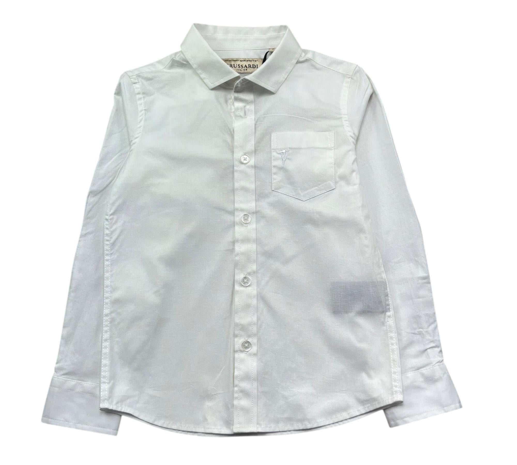 Trussardi Camicia Manica Lunga Tinta Unita con Taschino per Bambino TBP26028CA BIANCO TRUSSARDI 