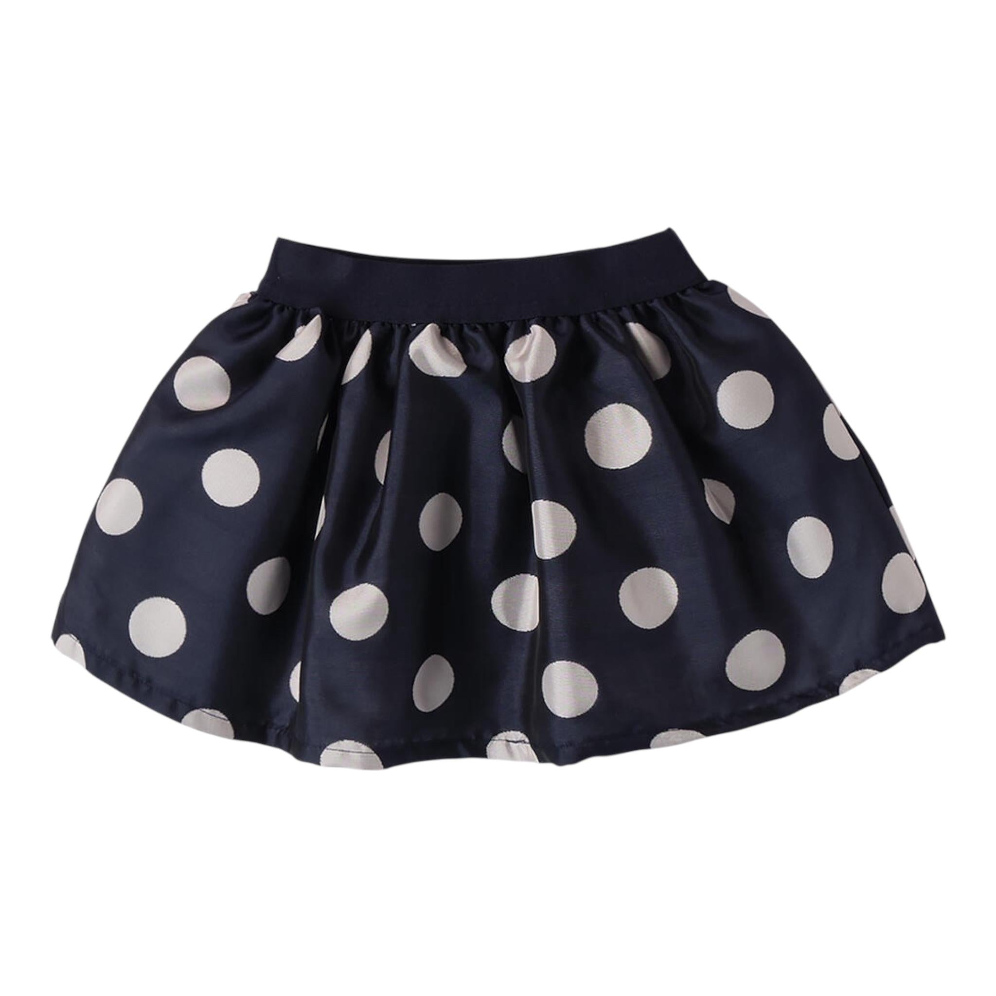 MINI BANDA gonna tinta unita con fantasia pois Blu per Neonata 3A770 BLU MINI BANDA 