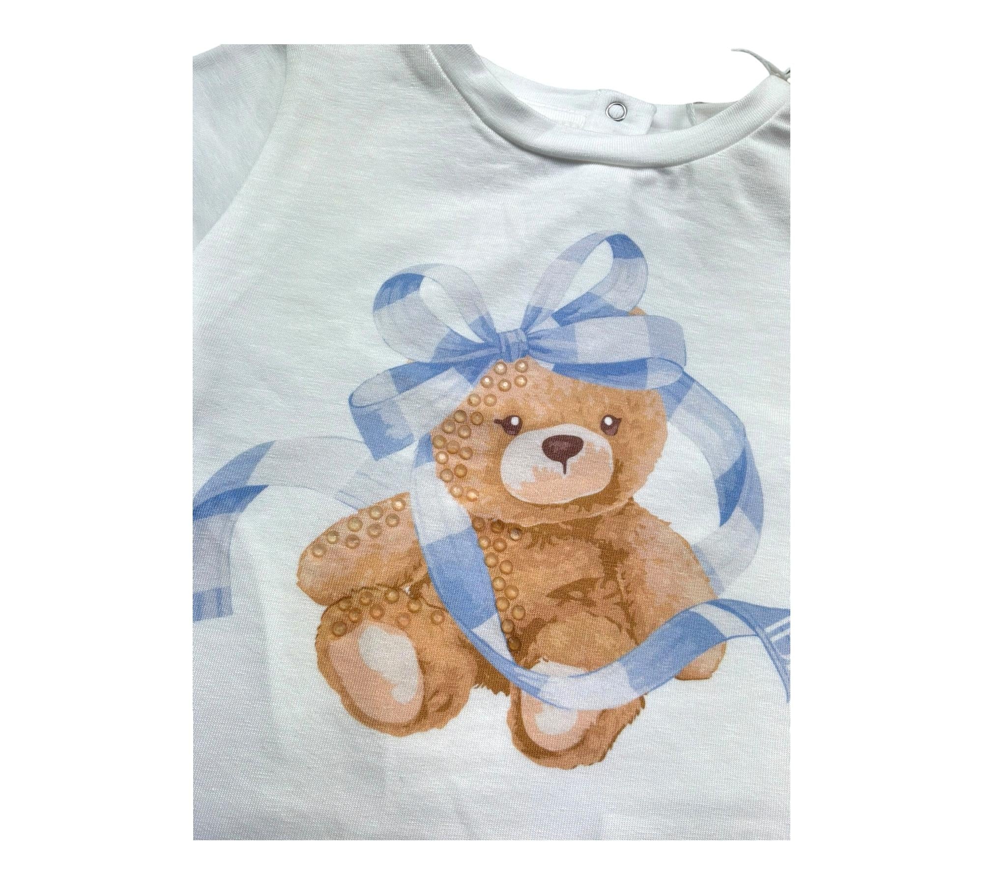 Le Bebe T-Shirt Girocollo Tinta Unita con Stampa per Neonata LBG6439 BIANCO LE BEBE 