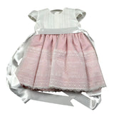 Artesania Infantil Abito Mezza Manica Tinta Unita con Cinturino per Neonata 450 BIANCO/ROSA ARTESANIA INFANTIL 